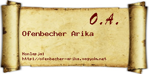 Ofenbecher Arika névjegykártya